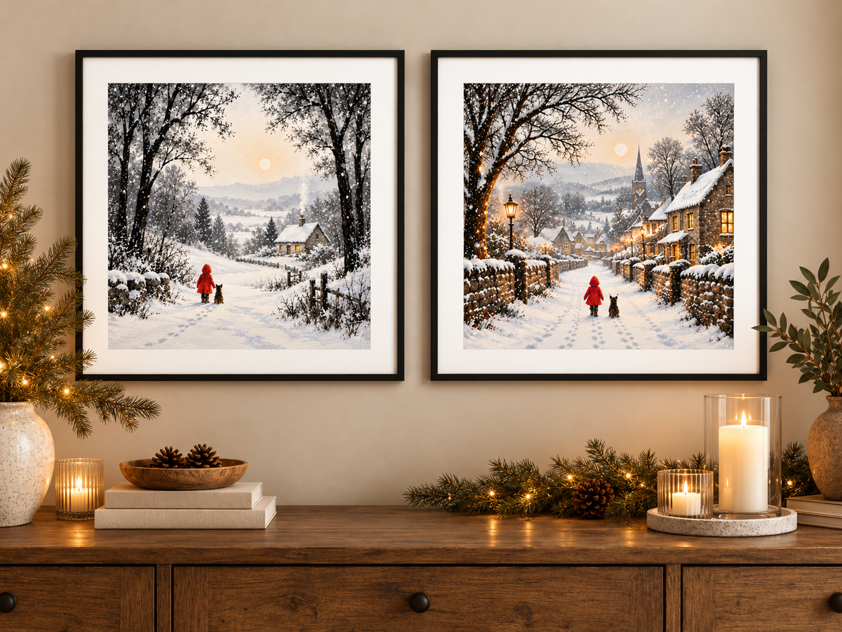 Matching Winter Wall Art Prints – Choose Set of 2 or 3 – 8x8 Inch