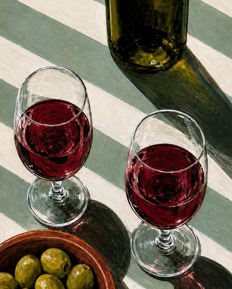 Red Wine & Olives Kitchen Art Print – Mediterranean Wall Art