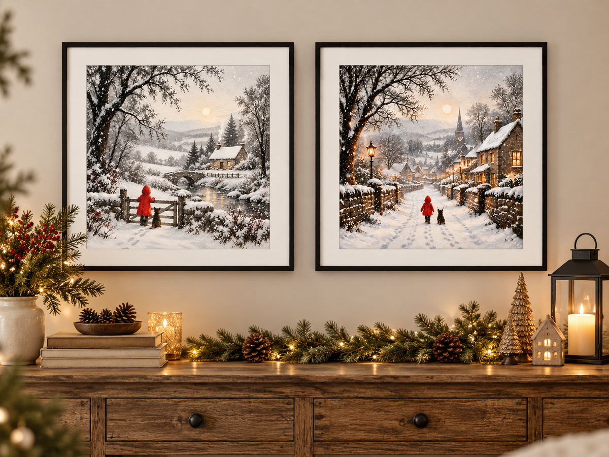 Matching Winter Wall Art Prints – Choose Set of 2 or 3 – 8x8 Inch