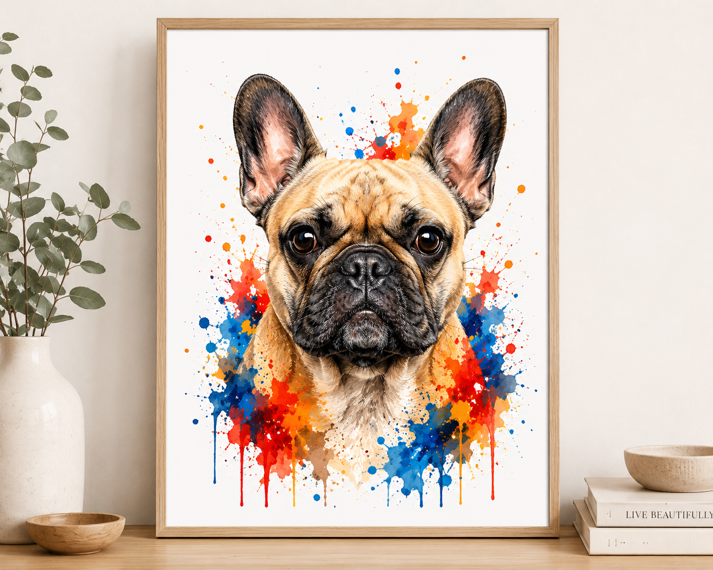 French Bulldog Colour Splash Dog Art Print – Watercolour Pet Wall Art