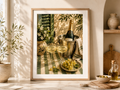Champagne & Grapes Kitchen Art Print – Elegant Mediterranean Wall Art