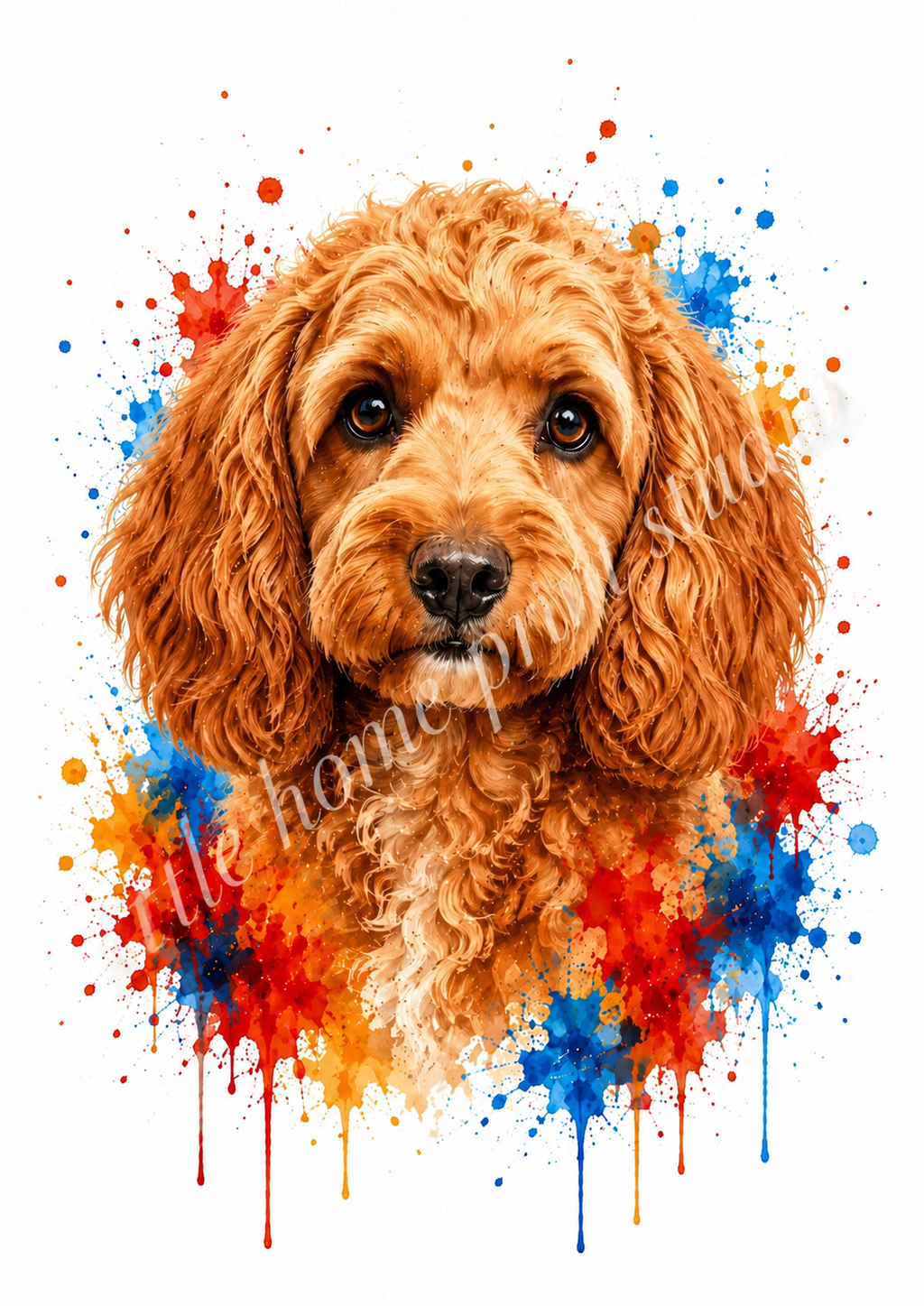 Red Cockapoo Colour Splash Dog Art Print – Watercolour Pet Wall Art