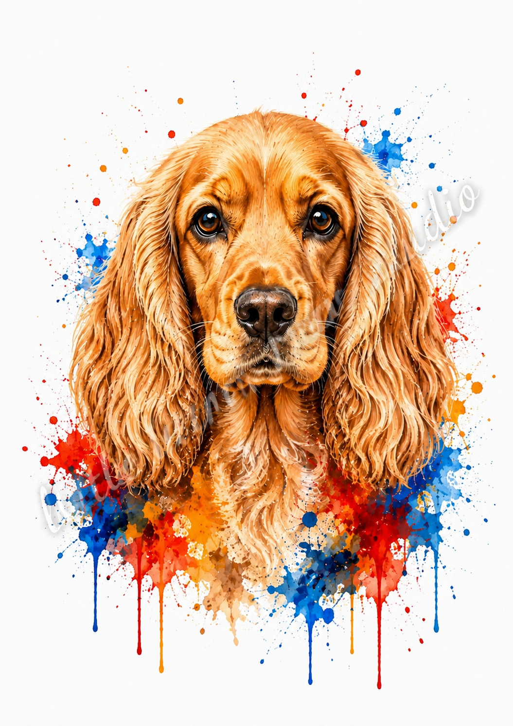 Cocker Spaniel Colour Splash Dog Art Print – Watercolour Pet Wall Art