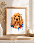 Cocker Spaniel Colour Splash Dog Art Print – Watercolour Pet Wall Art