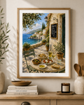 Mediterranean Café Kitchen Art Print – Italian Coastal Wall Art