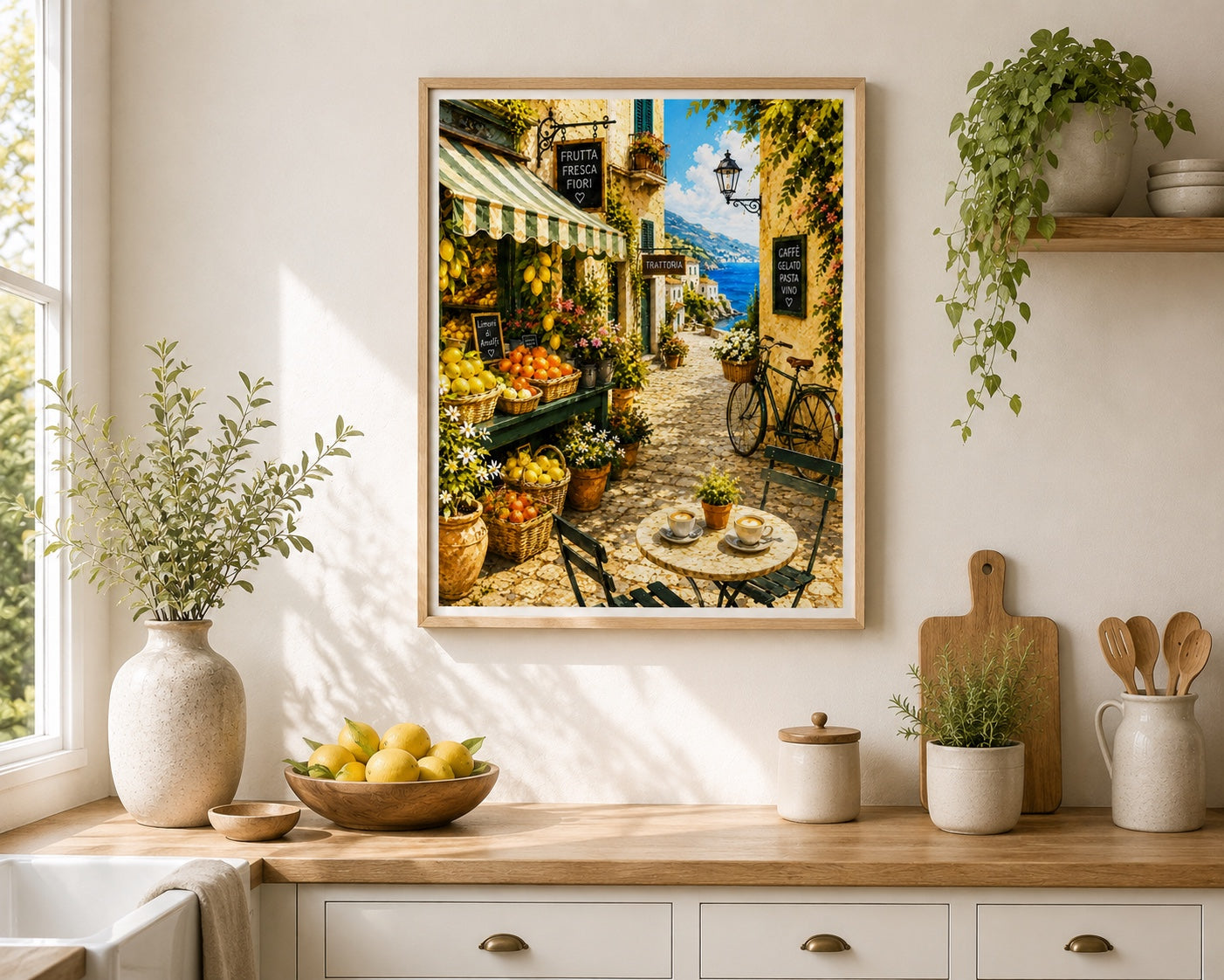 Amalfi Lemon Market Kitchen Art Print – Italian Mediterranean Wall Art