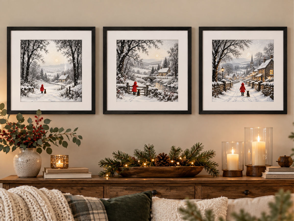 Matching Winter Wall Art Prints – Choose Set of 2 or 3 – 8x8 Inch