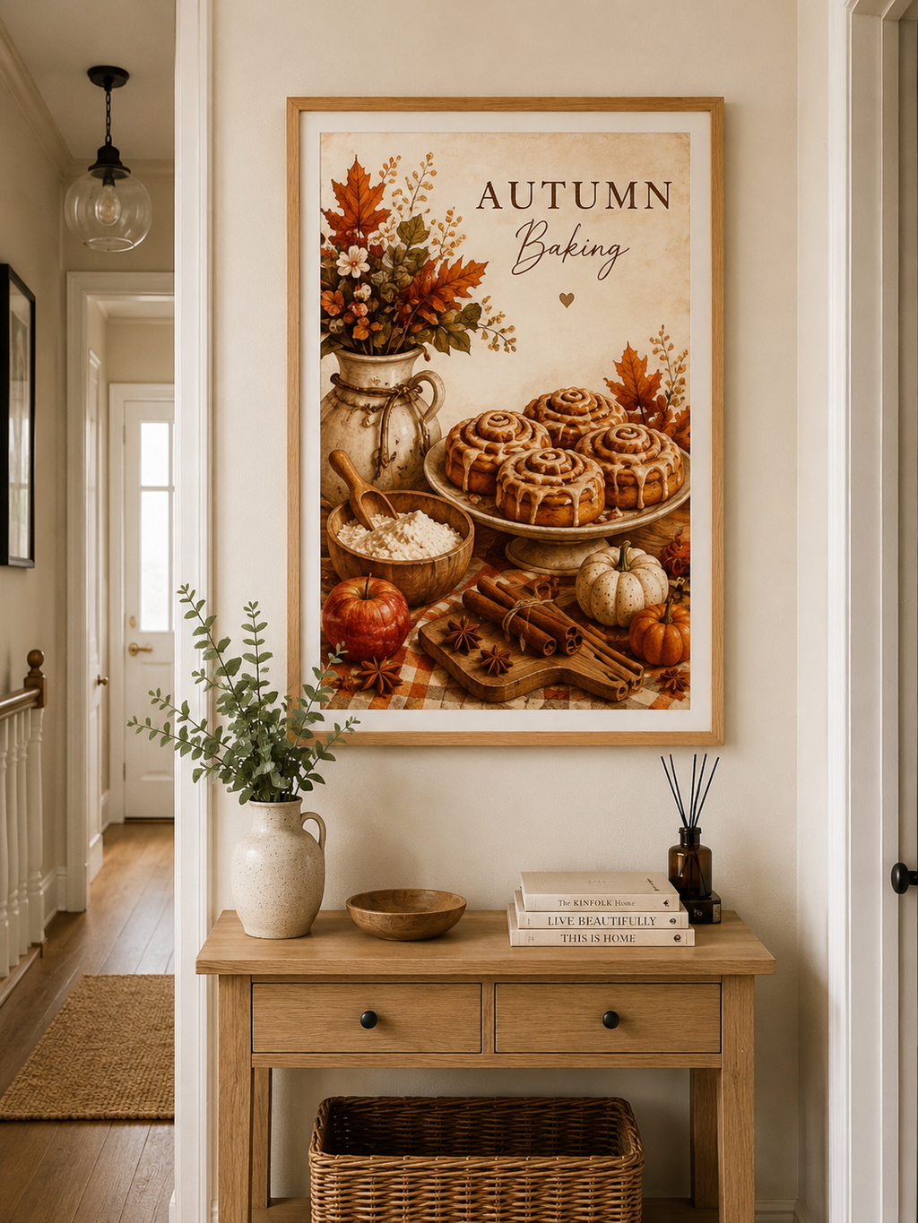 Autumn Baking Kitchen Art Print - Cosy Pumpkin & Cinnamon