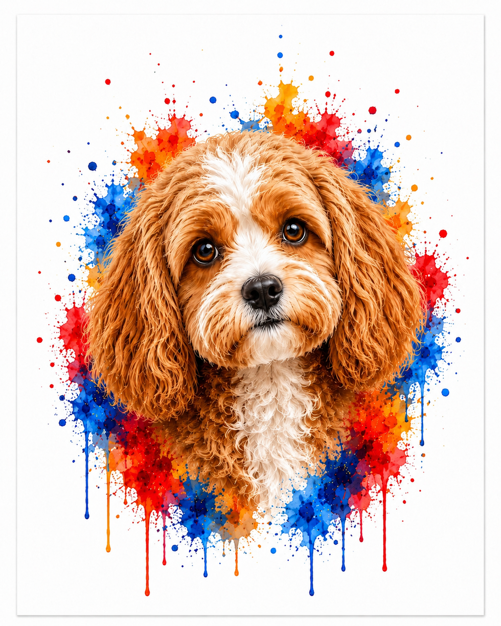 Cavapoo Colour Splash Dog Art Print – Watercolour Pet Wall Art
