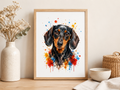 Dachshund Colour Splash Dog Art Print – Watercolour Pet Wall Art
