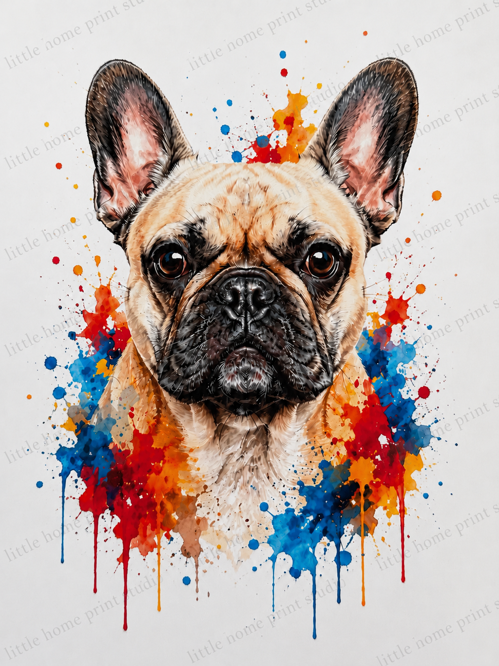 French Bulldog Colour Splash Dog Art Print – Watercolour Pet Wall Art