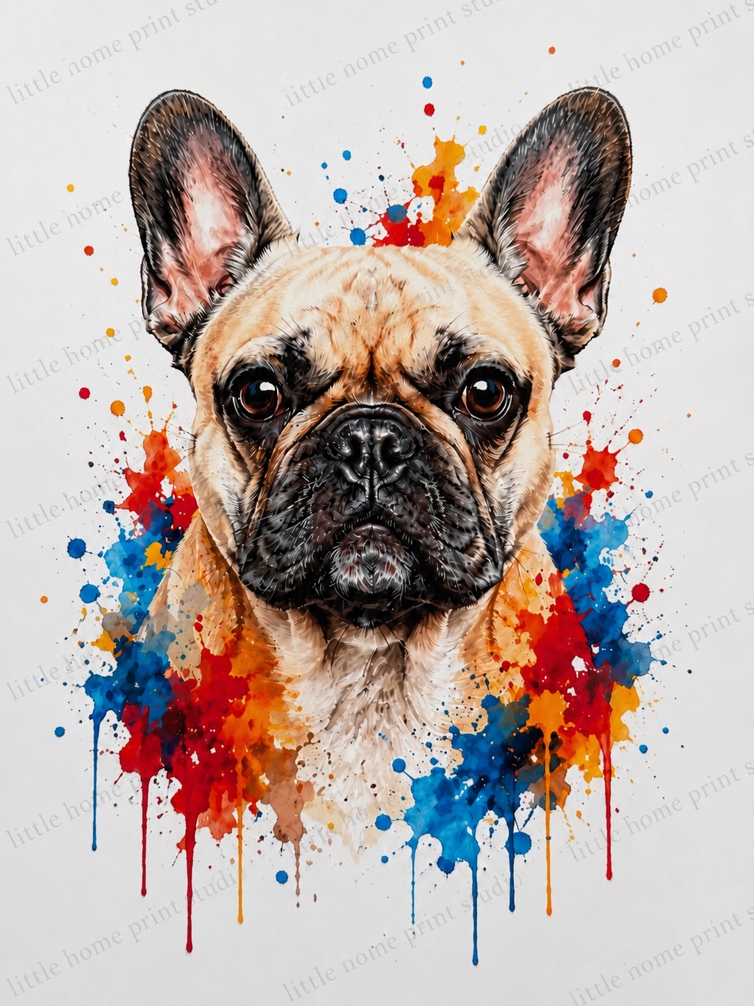 French Bulldog Colour Splash Dog Art Print – Watercolour Pet Wall Art