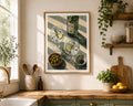 Gin & Olives Kitchen Art Print – Mediterranean Green Striped Wall Art