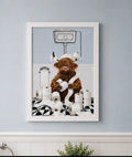 Funny Highland Cow Toilet Roll Bathroom Wall Art Print – A4