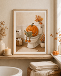 Cosy Pumpkin Toilet Art Print – Autumn Bathroom Wall Art