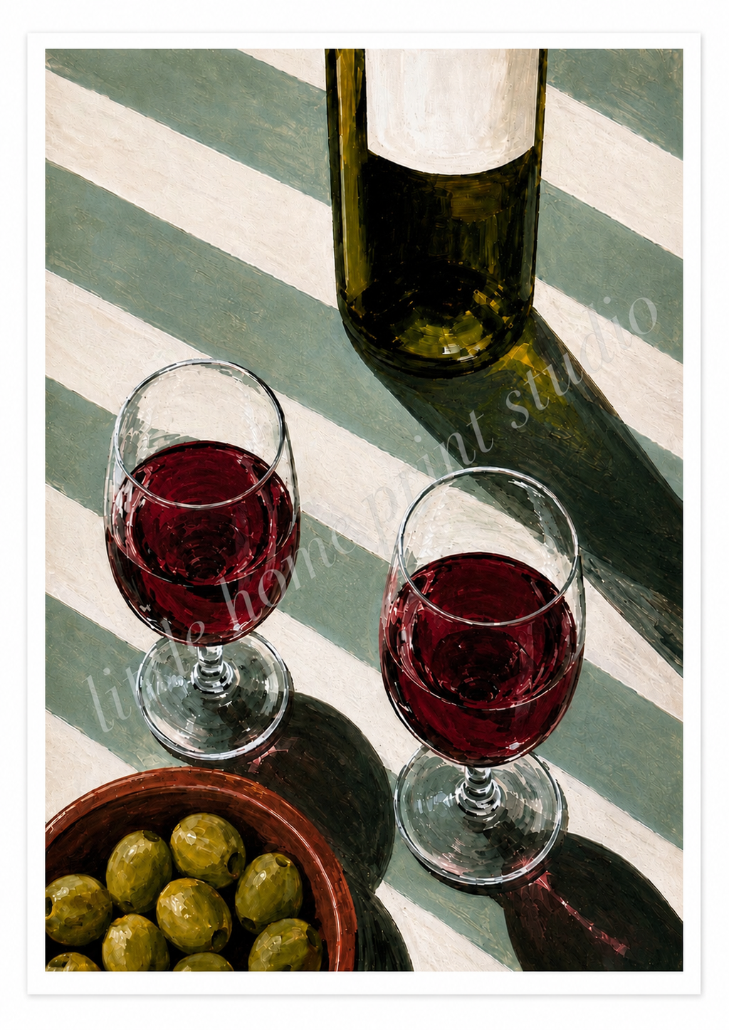 Red Wine & Olives Kitchen Art Print – Mediterranean Wall Art