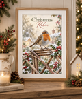 Christmas Robin Wall Art Print – Festive Winter Christmas Decor